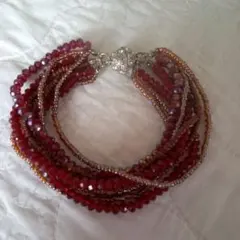 ハンドメイド　多層ビーズブレスレット 赤 茶色