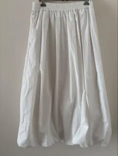 バブルヘムミディスカート バルーンスカート ホワイト GU Mサイズ