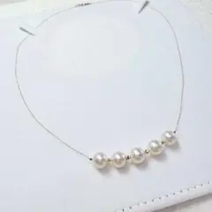 18金 18k 刻印あり】パール5連ネックレス 真珠 - メルカリ