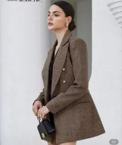 チェック柄 ダブルブレスト ブレザージャケット 40313974