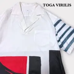 TOGA VIRILIS オープンカラー プルオーバーシャツ 切替 48のサムネイル