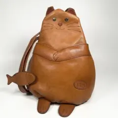 希少 IBIZA イビザ 猫 ねこ オールレザー 魚チャーム付き リュック
