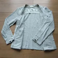 グレー Vネックカーディガン オープンフロント M 細目 羽織る 軽量 男の子