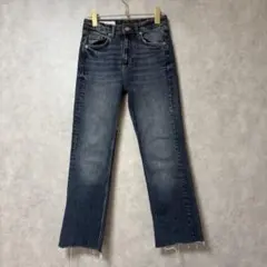ZARA デニムパンツ ブーツカット カットオフ ブルー 32のサムネイル