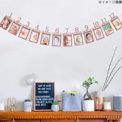 フォトガーランド 12ヶ月 お祝い 飾り付け 壁掛け 記念日 結婚 誕生日