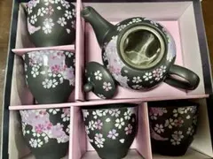 【未使用】花友禅　茶器　急須+湯呑5客セット　桜柄