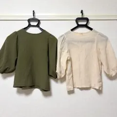 hinari パフスリーブシャーリングブラウス 2枚セット