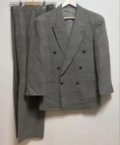 ウール100% グレー ダブルブレストスーツ