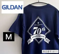 【GILDAN】半袖Tシャツ　ネイビー　綿100%　M　イベントロゴ　春夏　古着