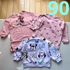 フタフタ　ディズニーミニーちゃん　ピンクトレーナー　ワンピース　90 3点セット