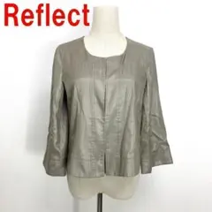 A254 リフレクト ノーカラージャケット 綿 裏地なし グレー ベージュ ９
