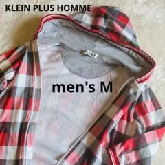 メンズ　チェック柄フード付き　Mサイズ　フーディパーカー