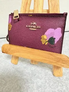 正規品COACH 花柄 レザーコインケースホース&キャリッジ