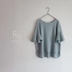 F by ROSSO リネン フレアスリーブ ブラウス半袖 ブルー系 Fのサムネイル