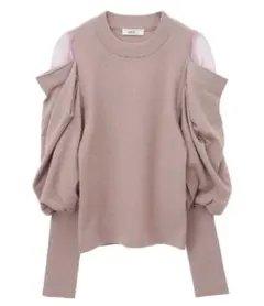 earthmusic&ecology ニット オフショル パフスリーブ トップス