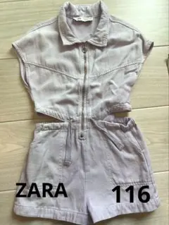ZARA フロントジップ オールインワン リブカットアウト116cmのサムネイル