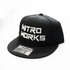 NITROWORKS オリジナル刺繍スナップバックキャップ（黒/フリーサイズ)
