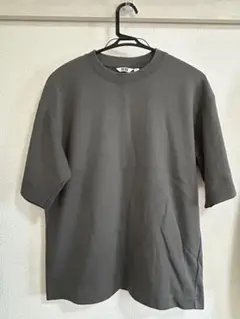 UNIQLO U エアリズムコットンオーバーサイズ5部袖Tシャツ グレー