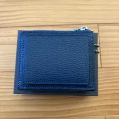 二つ折り財布 ネイビー レザー コンパクトのサムネイル