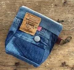 vol.1055 usedデニムリメイク　ミニポーチ12cm