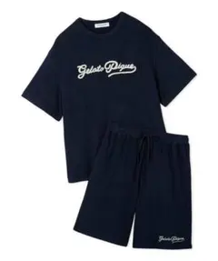 【HOMME】パイルロゴ刺繍Tシャツ&ハーフパンツ