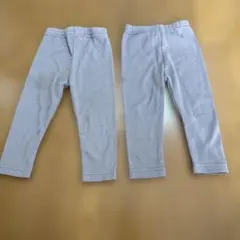 【双子】リブパンツ モックグレー2枚セット　80サイズ