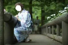 浴衣　水色　朝顔