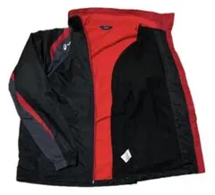 美品　アシックス　ジャケット　裏起毛　黒×赤　ユニセックス