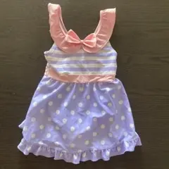 リボン パープル 水玉 水着 女の子 110