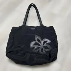 美品】 イビザ ハンドバッグ トートバッグ A4 ネイビー 花柄モチーフ