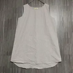 アースミュージック&エコロジー　ストライプノースリーブ シャツチュニック　グレー