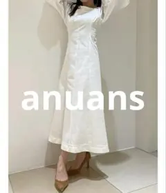 新品アニュアンス anuans スクエアネックボリュームスリーブワンピース
