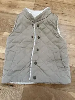 リバーシブルベビーベスト ベージュ/ホワイト