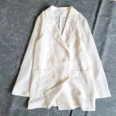 フェンネル リネン混 シアーダブルジャケット M アイボリー 日本製