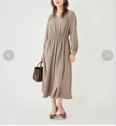 【美品】グリーンレーベルリラクシング ドレープ ギャザー スキッパー ワンピース