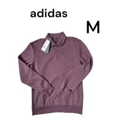 【新品】adidas アディダス 長袖ポロシャツ M パープル ゴルフウェア