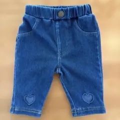 デニムブルー ハート穴パンツ