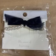 ネイビーリボンパールヘアピン