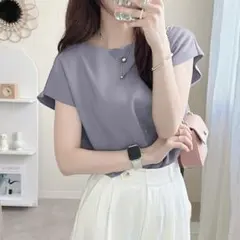 グレイル GRLフレンチスリーブニットトップス[k9322e] ブルー