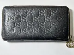 GUCCI ブラックレザー 長財布 GGパターン