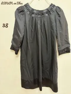 【LANVIN en Bleu】七分袖 ワンピース ブラック 38