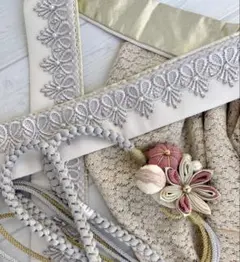 3点セット くすみカラー ピンク 帯締め ラメ 帯揚げ レース重ね襟 振袖