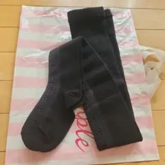シャーリーテンプルリボン模様 ブラックタイツ 135サイズ