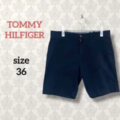 トミーヒルフィガー【36】無地ショートパンツ 膝丈 シンプル カジュアル 黒