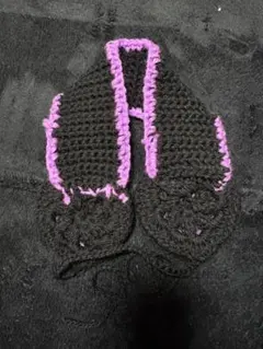 ハート型かぎ針編みアームカバー 黒紫