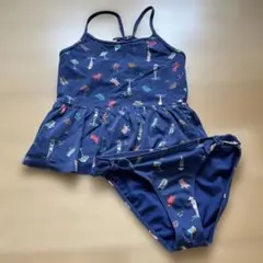 ロキシー★ ネイビー ビーチ柄 水着 タンクトップ　ラッシュガード　３点セット！