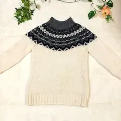 COMME CA ISMコムサイズム　ノルディック柄ハイネックニット