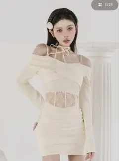 タグ付き最安値ダーリッチコルセットレースカットミニワンピース最終お値下げ