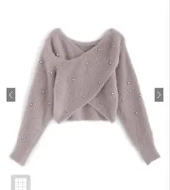 【GRL】パールカシュクールシャギーニットトップス［Kz457］ピンク