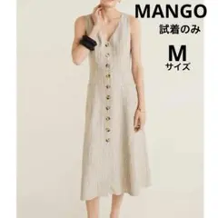 【MANGO】試着のみ　ノースリーブストライプロングワンピースのサムネイル